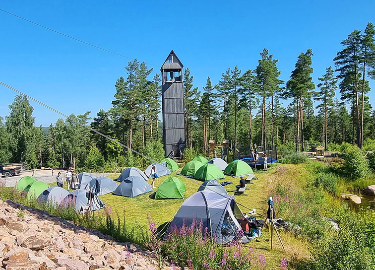 Tält på campingplats