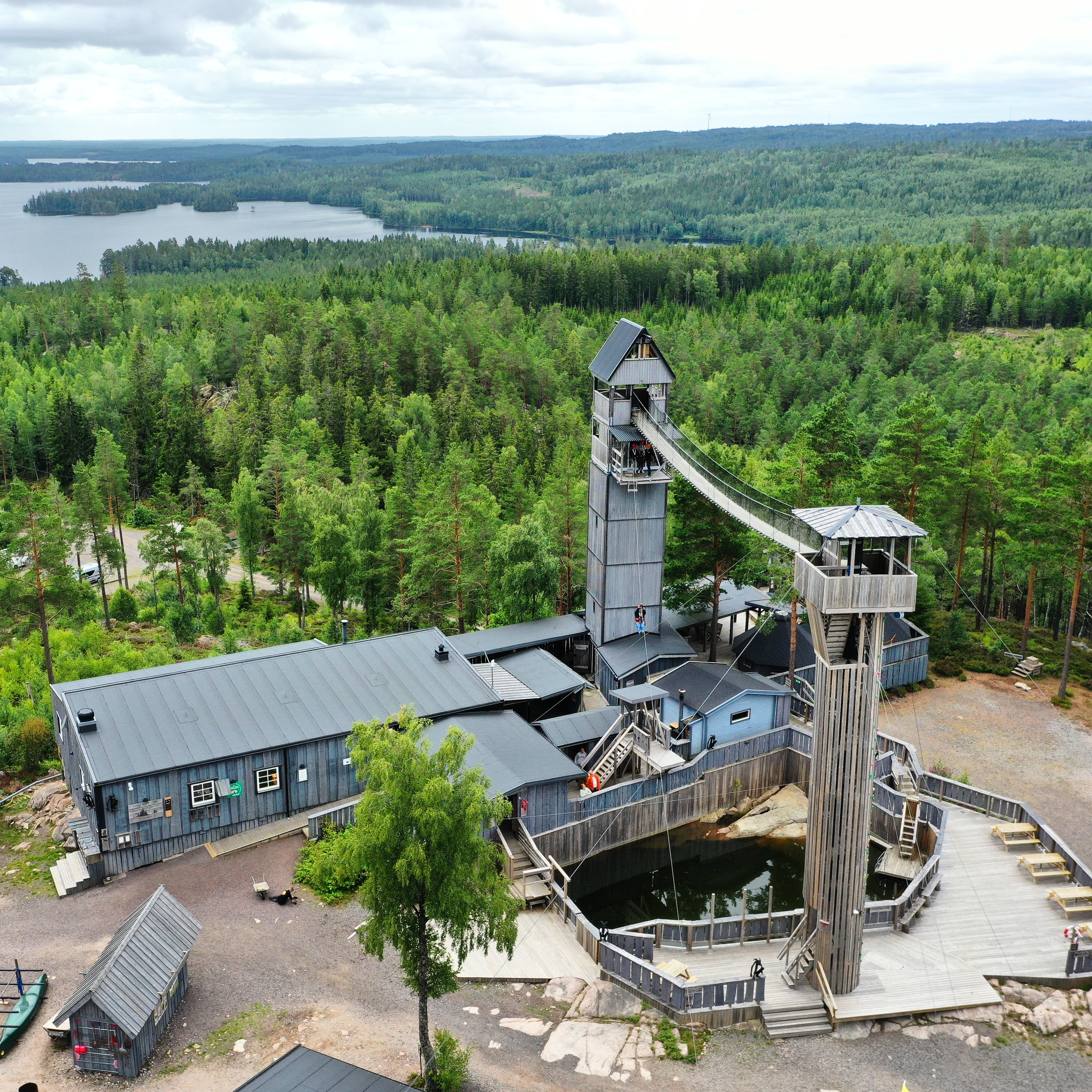 Base Camp views over Småland forest and lake landscape, lakeview
